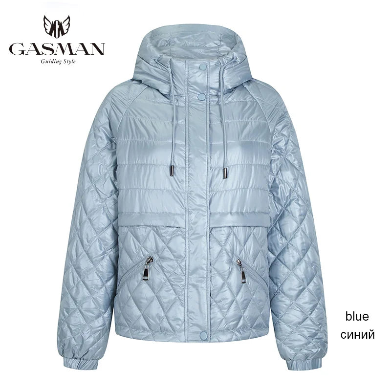 GASMAN 2022 NEW Spring Autumn Jackets Short casual parka Fashion Classic ladies jackets Thin Cotton Warm women Coat 21159