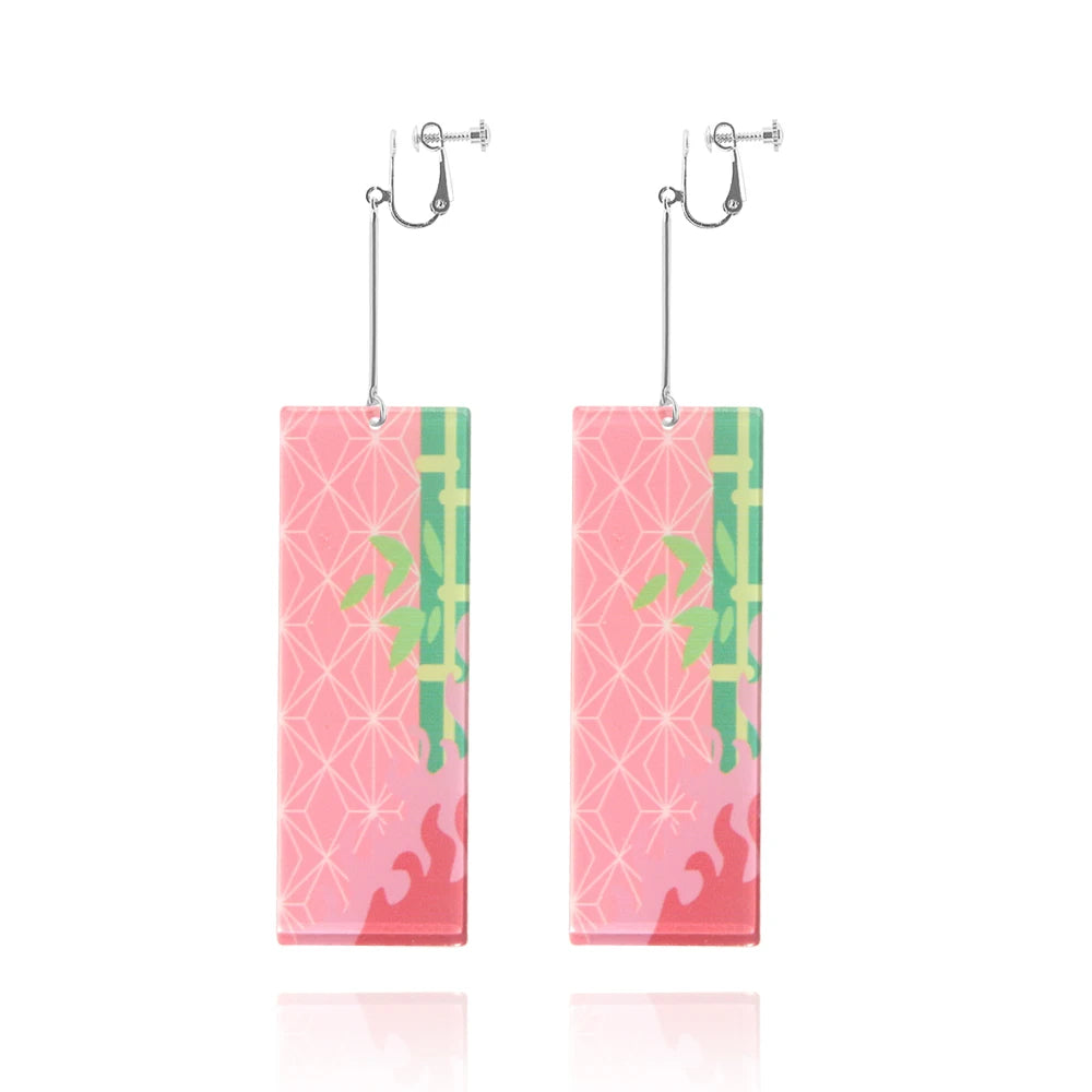 20Pcs/Lot Anime Demon Slayer Tanjirou Earrings Set Kimetsu no Yaiba Double Sided Acrylic Drop Earring Choker Jewelry Wholesale