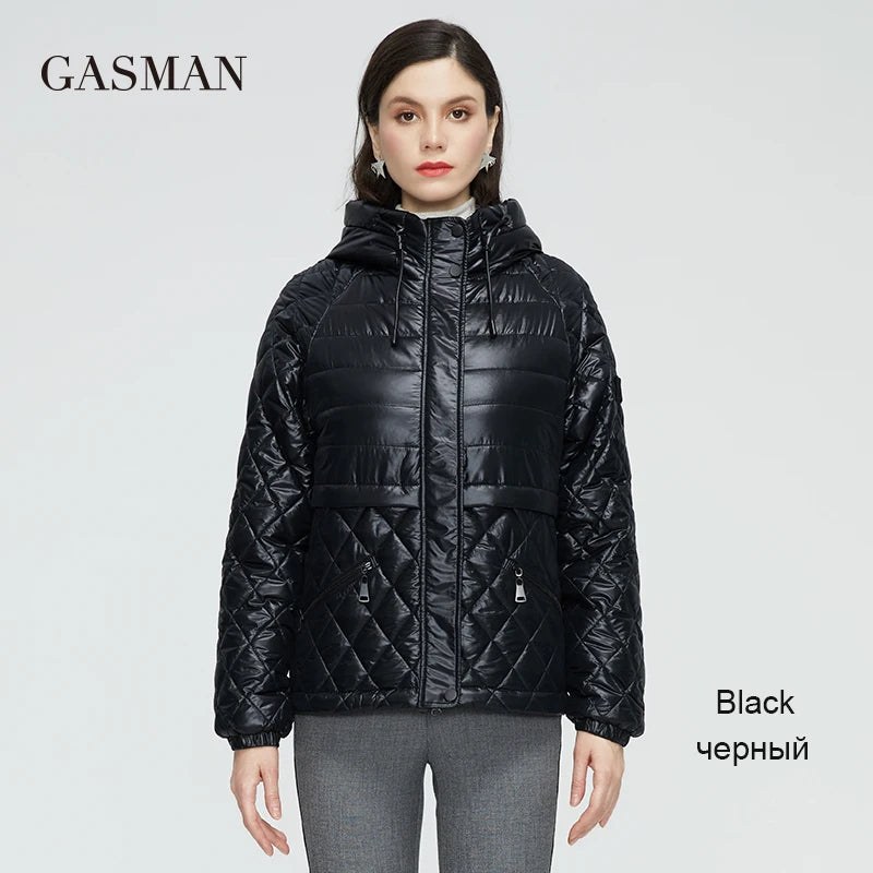 GASMAN 2022 NEW Spring Autumn Jackets Short casual parka Fashion Classic ladies jackets Thin Cotton Warm women Coat 21159