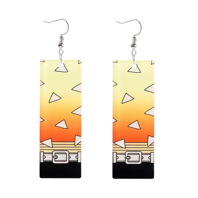 20Pcs/Lot Anime Demon Slayer Tanjirou Earrings Set Kimetsu no Yaiba Double Sided Acrylic Drop Earring Choker Jewelry Wholesale