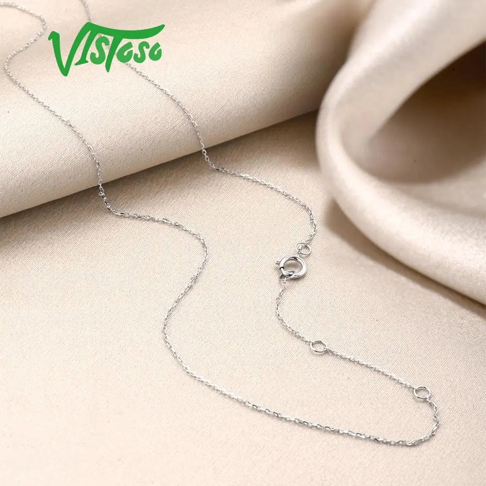 VISTOSO Gold Necklace For Women Genuine 14K 585 Rose/Yellow/White Gold Necklace Chain 42cm Fine Jewelry