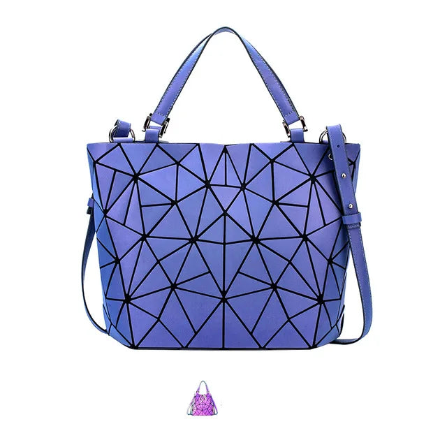ladies Luminous  bag geometric bags for women 2024 Quilted Shoulder Bags Laser Plain Folding female Handbags bolsa feminina