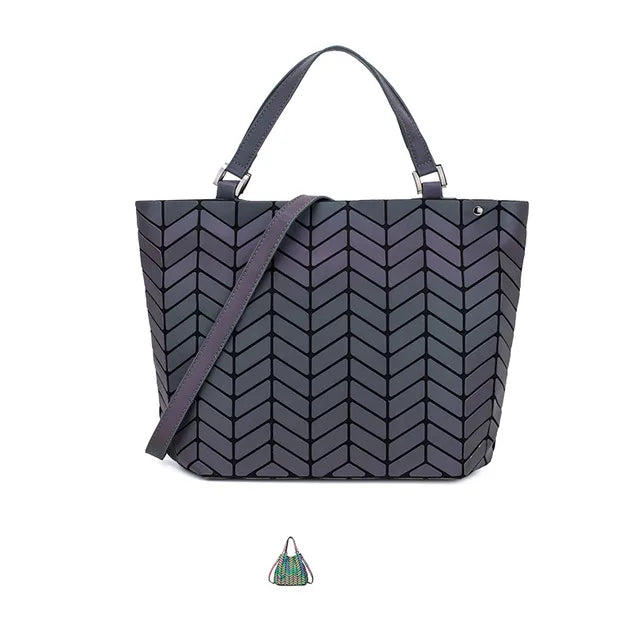ladies Luminous  bag geometric bags for women 2024 Quilted Shoulder Bags Laser Plain Folding female Handbags bolsa feminina