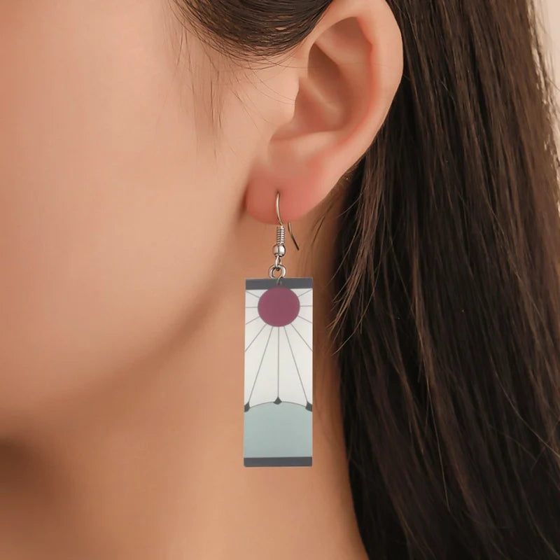 20Pcs/Lot Anime Demon Slayer Tanjirou Earrings Set Kimetsu no Yaiba Double Sided Acrylic Drop Earring Choker Jewelry Wholesale