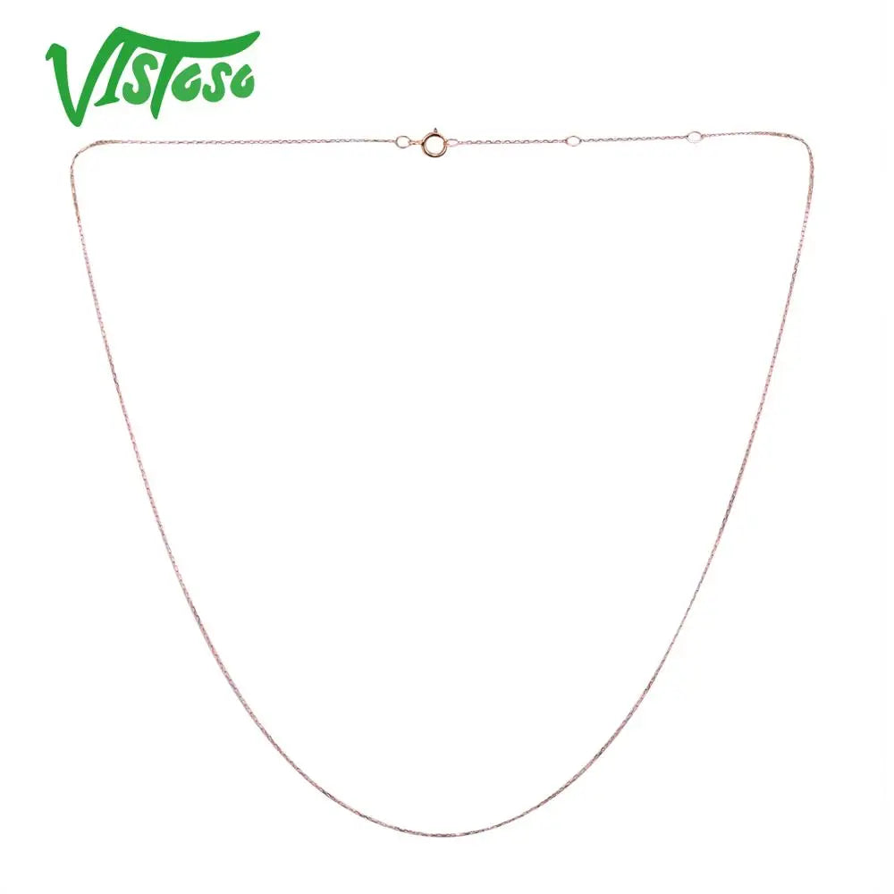 VISTOSO Gold Necklace For Women Genuine 14K 585 Rose/Yellow/White Gold Necklace Chain 42cm Fine Jewelry