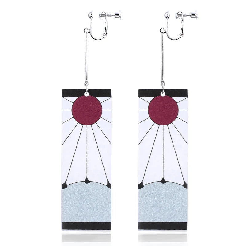 20Pcs/Lot Anime Demon Slayer Tanjirou Earrings Set Kimetsu no Yaiba Double Sided Acrylic Drop Earring Choker Jewelry Wholesale