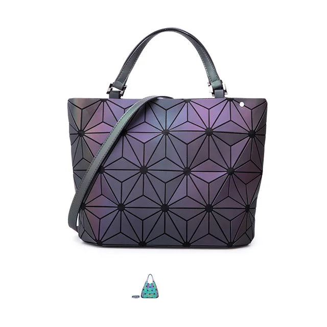ladies Luminous  bag geometric bags for women 2024 Quilted Shoulder Bags Laser Plain Folding female Handbags bolsa feminina