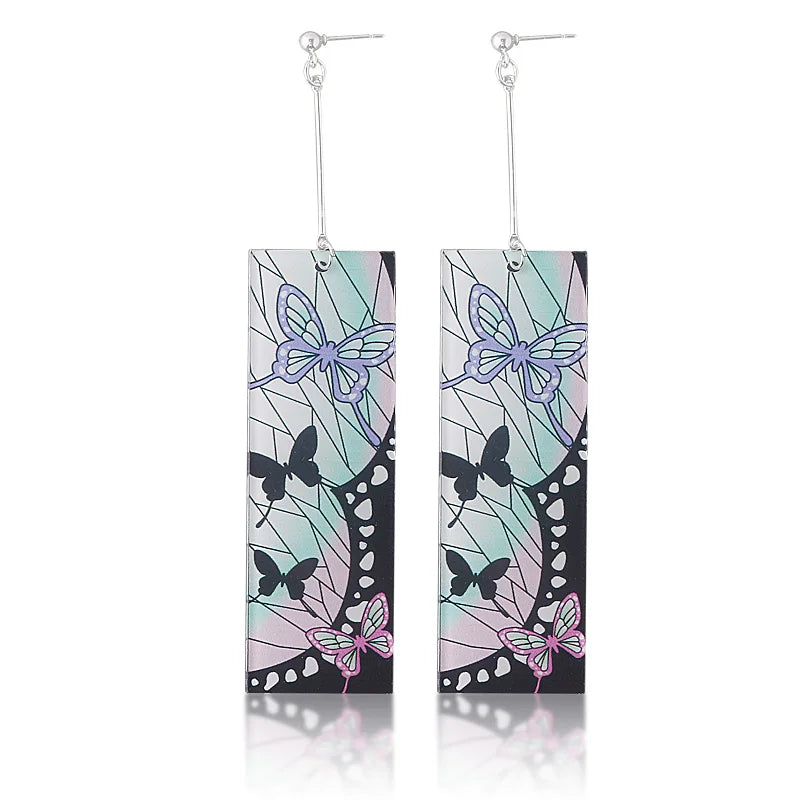 20Pcs/Lot Anime Demon Slayer Tanjirou Earrings Set Kimetsu no Yaiba Double Sided Acrylic Drop Earring Choker Jewelry Wholesale