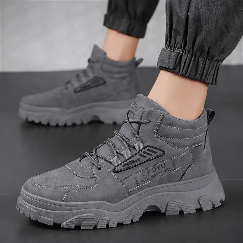 Spring Men's High Top Breathable Work Shoes Trendy All-Match Anti-Slip Wear-Resistant Sports Casual Labor Protection Shoes