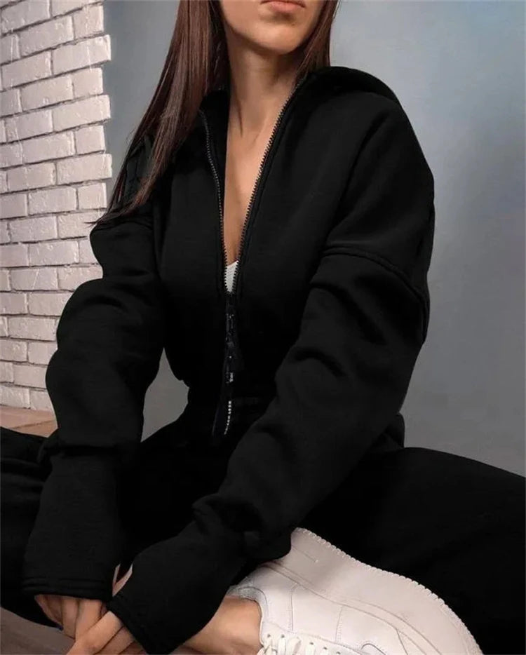 2024 ladies fall and winter one-piece sweatpants suit Zip-up hooded Jumpsuits tracksuit Sportswear
