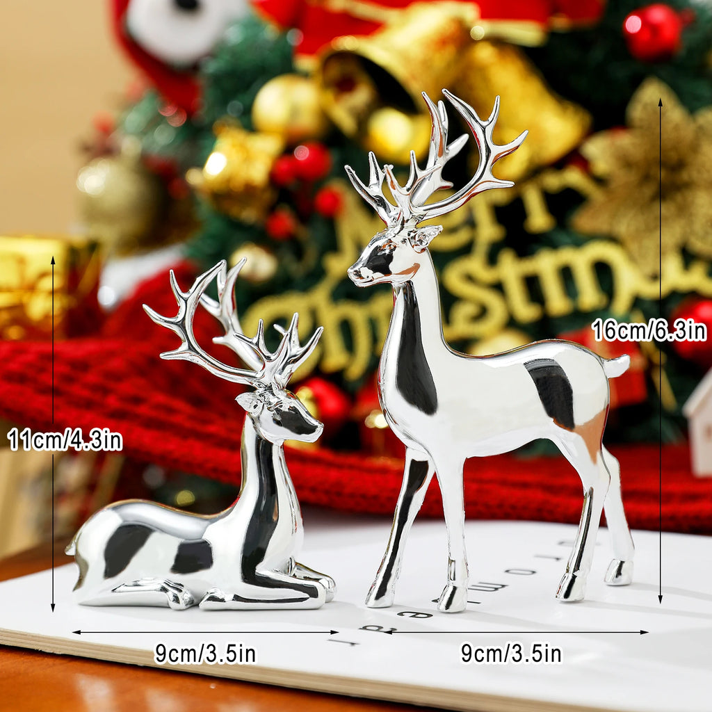 2 Pcs, Room Decor Mother Deer Cute Kids Room Decor Sculptures Kawaii Sculptures Christmas Home Decoration Fawn Figurines