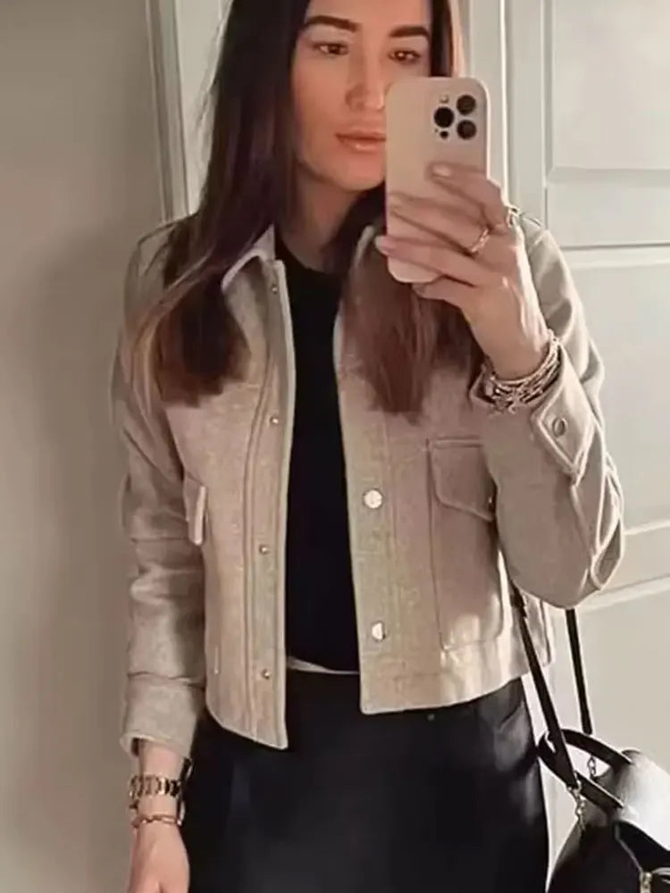 HH Women's Fashion Jackets Solid Long Sleeves Single-breasted With Pockets Down Turn Down Collar Causal  Autumn Winter Coats