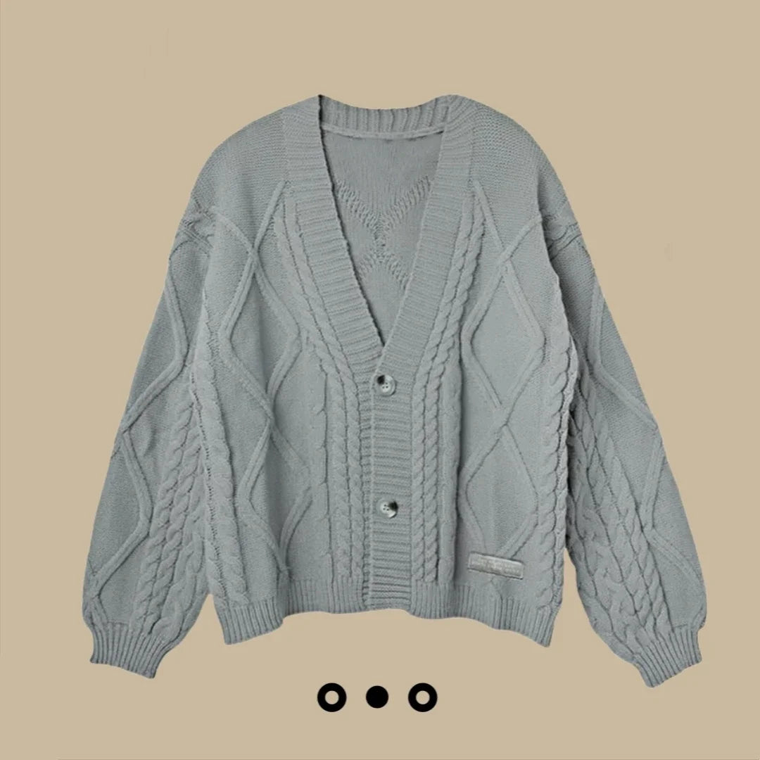 Autumn Red Maple Leaf Embroidered Leaves Knitted Cardigan Women Winter V-neck Single Breasted Show Y2k Style Cardigans Girls