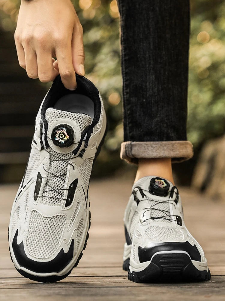 Hollow Breathable Thick Platform Mesh Upper Man Casual Sneaker Outdoor Mountain Low Price Walking Simple Sports Shoes for Men