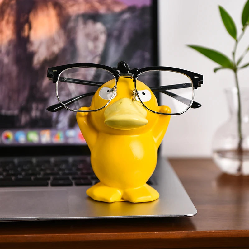 Miniso Anime Peripheral Cute Pokémon Psyduck Ornaments Glasses Frame Supplies Eye Display Stand Decorative Craft Stand Gifts