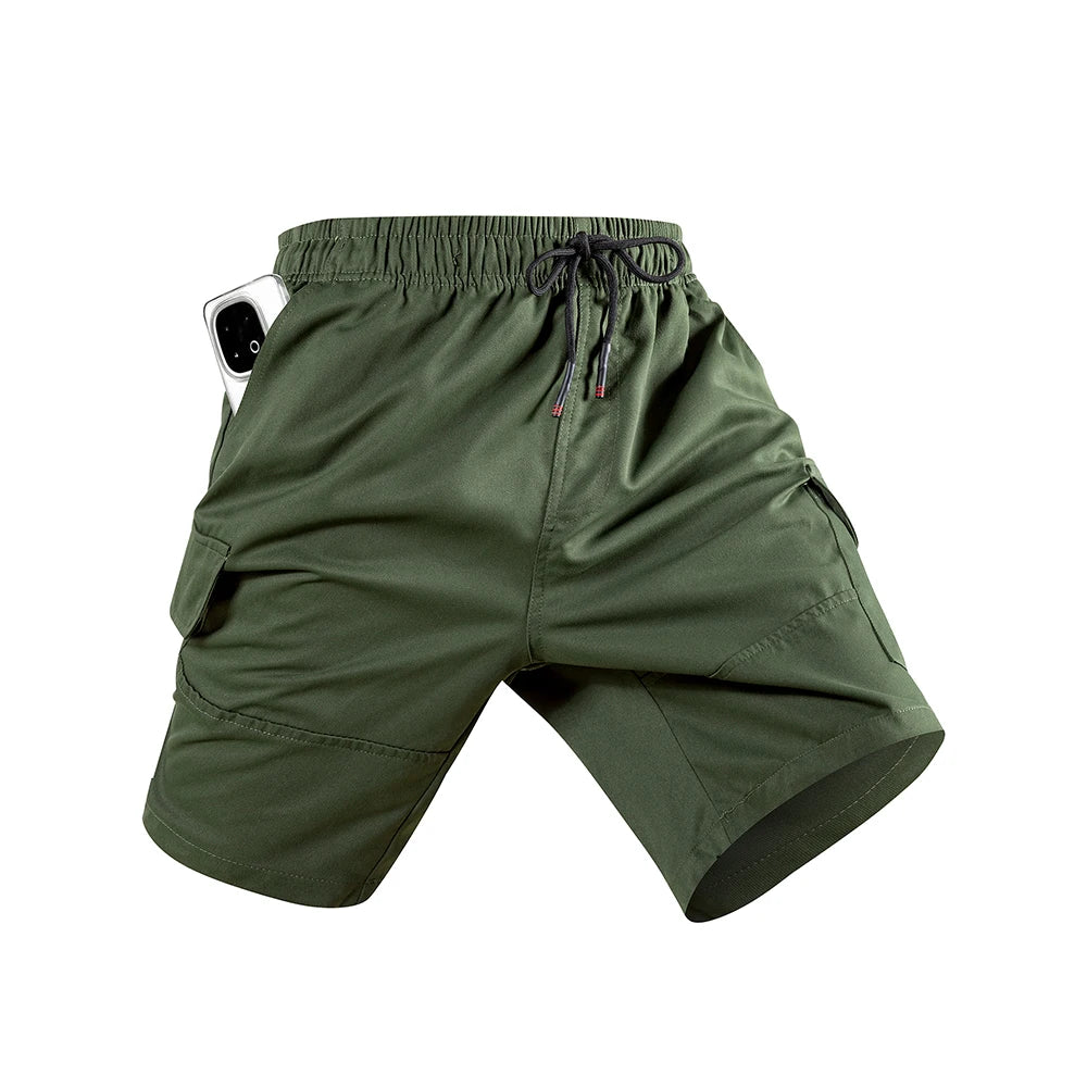 Summer Men's Cargo Shorts Solid Color Casual Beach Trousers Multi-pocket Fashion Short Pants Daily Work Male Sports Short