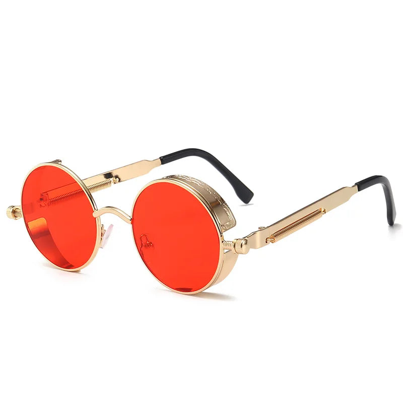 Metal Steam Punk Sunglasses Men Women Fashion Round Mirror Glasses Brand Designer Vintage Sun Glasses Retro Eyeglasses UV400