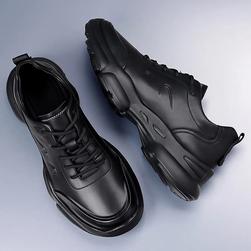 Non-Slip Men's Casual Leather Shoes Lightweight Sport Shoes Comfortable Round Toe Sneakers Outdoor Sports Footwear Male Trainers