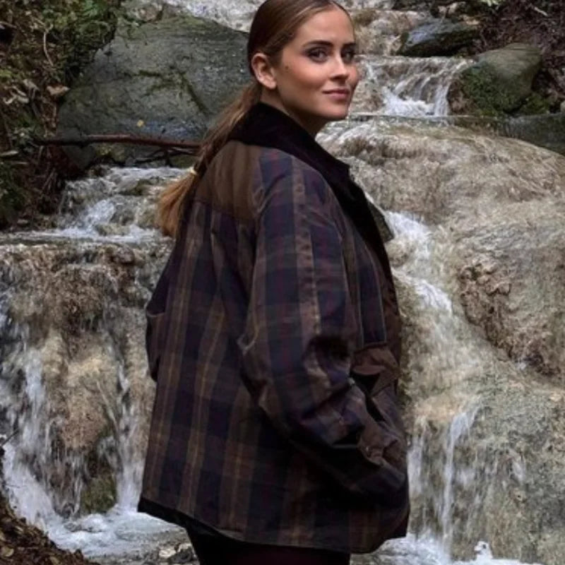 Women Retro Casual Chic Jacket Fashion Versatile Designer Style Outerwears Stylish Loose Plaid Coats 2025 Autumn Trendy Coat