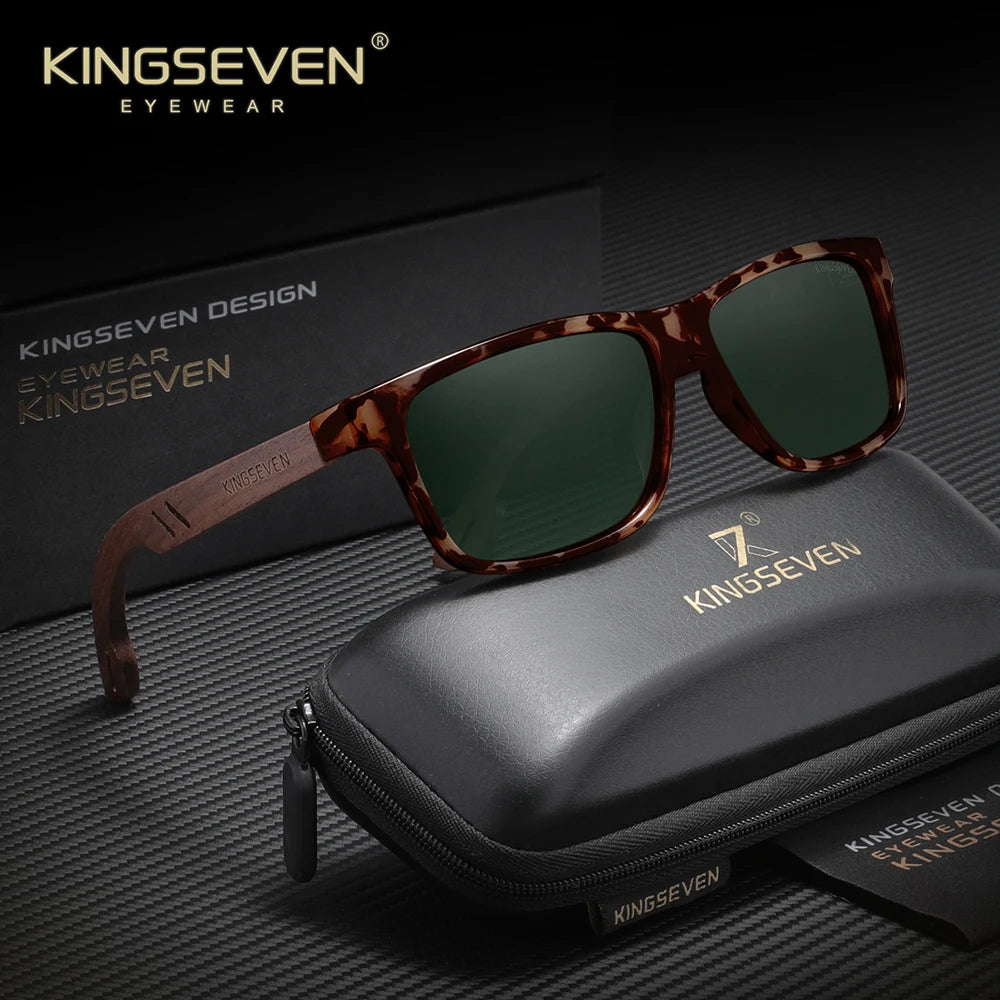 KINGSEVEN Classical Vintage Wooden Sunglasses Men's UV400 Polarized Walnut Retro Glasses Women Male Outdoor Eye Protect Eyewear