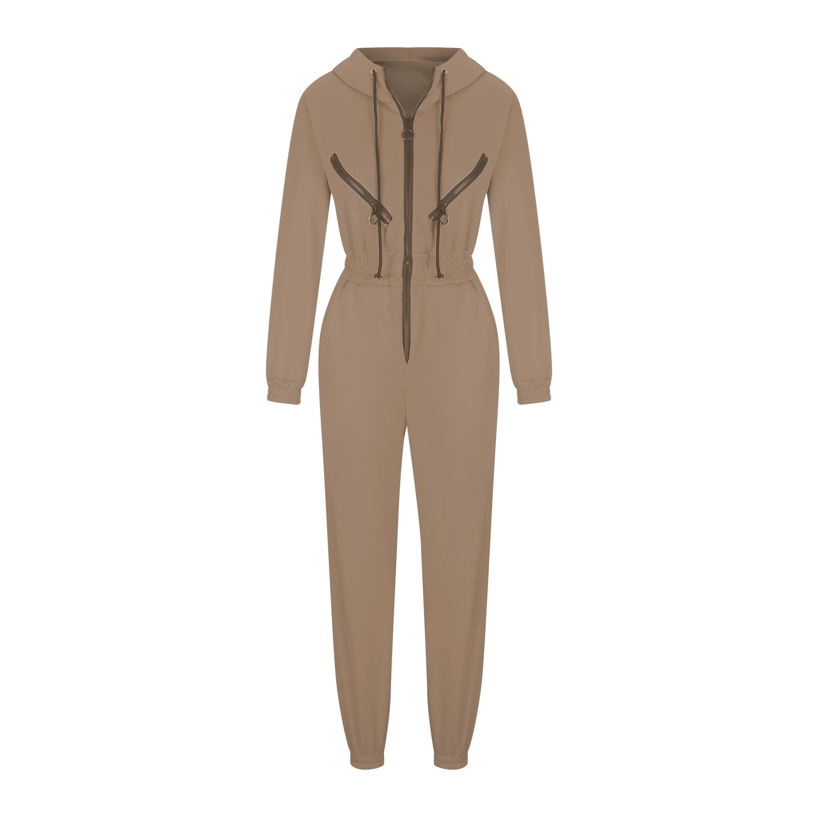 Autumn Women's Monochrome Long-Sleeved Jumpsuit Solid Color Zip-up Sportswear Female Winter Casual Tracksuit Fashionable Hoodies