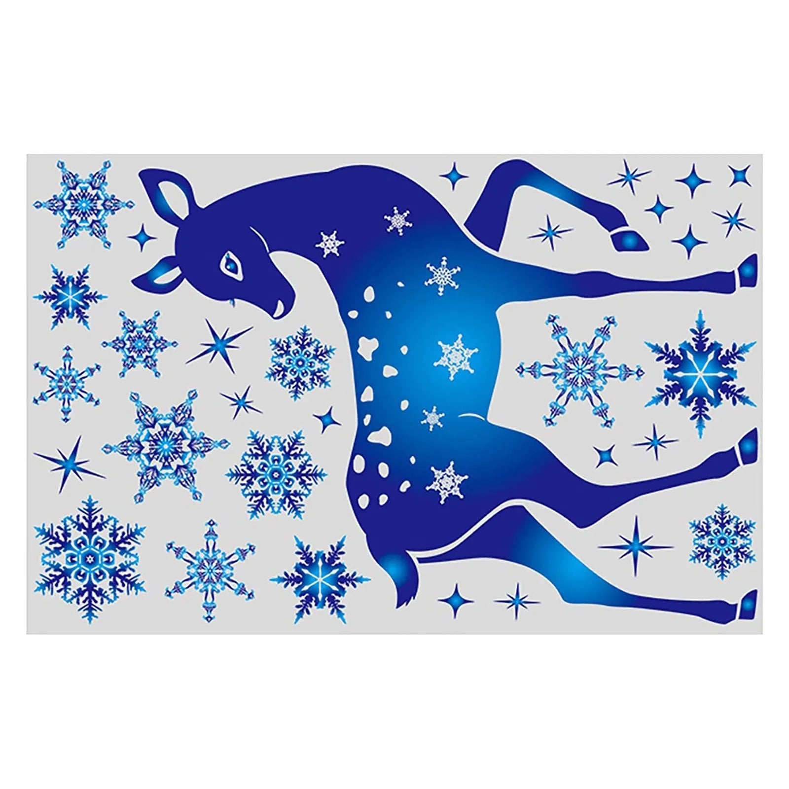 Christmas Window Clings Ornament Snowflake Sticker Glass Window Decoration Sticker Christmas Blue Snowflake Elk Wall Sticker
