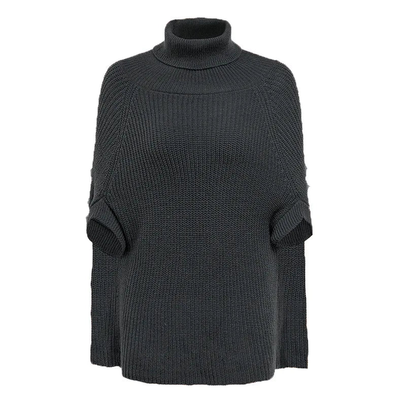 2025 Knitted Tops Loose Oversize Sweater Autumn Winter Fashion Women Cloak Poncho Female Sexy Elegant Turtleneck Sweaters Tops