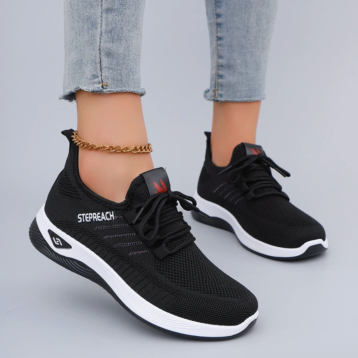 Spring and Autumn New Women's Casual Lace up Comfortable, Breathable, Lightweight and Wear-Resistant Sports Shoes