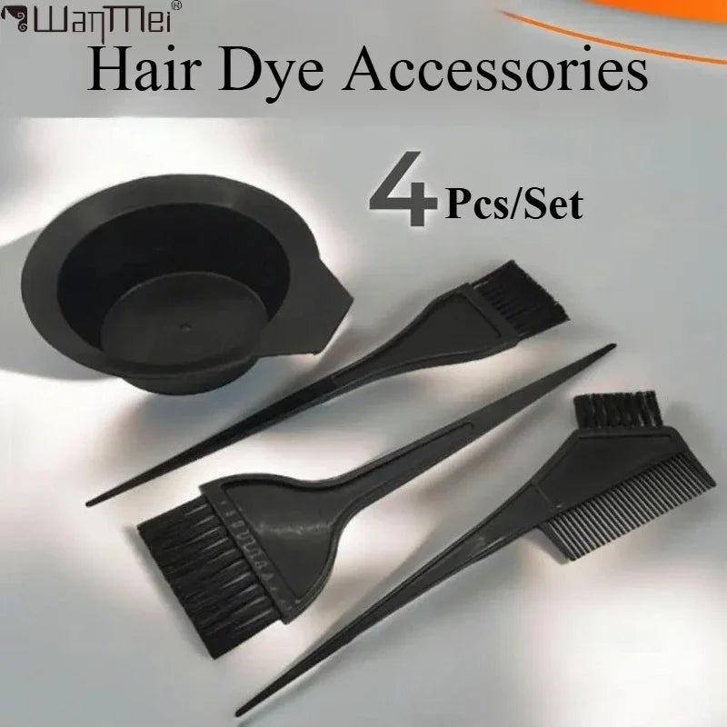 4Pcs Professional Hair Dyeing Kit Hair Color Dye Bowl Stirring Brush For DIY Hair Coloring Bleaching Salon Home Hair Dye Tools