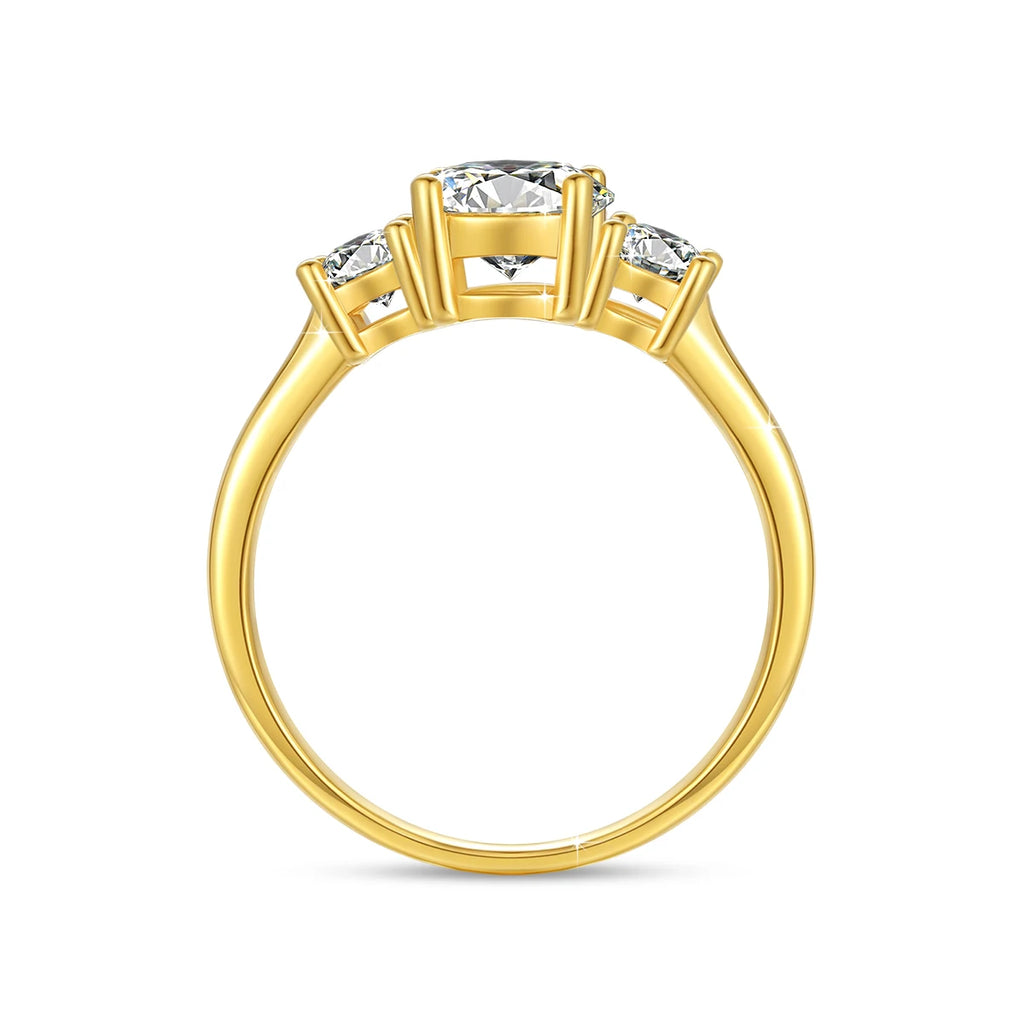 With Certificate 18k Gold Ring Moissanite For Women 3 Stone 100% Real Initial Luxury K Gold Jewelry Engagement Gift Wholesale