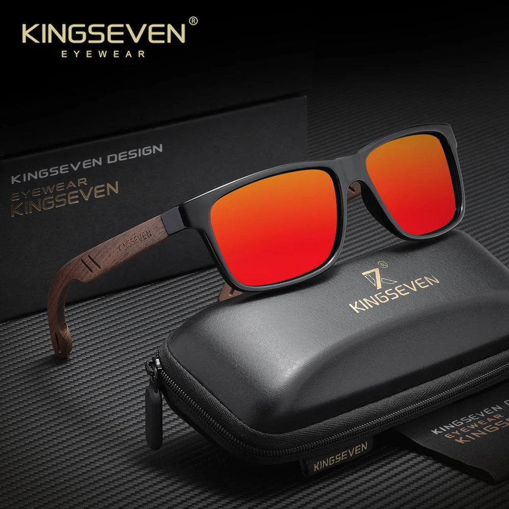 KINGSEVEN Classical Vintage Wooden Sunglasses Men's UV400 Polarized Walnut Retro Glasses Women Male Outdoor Eye Protect Eyewear