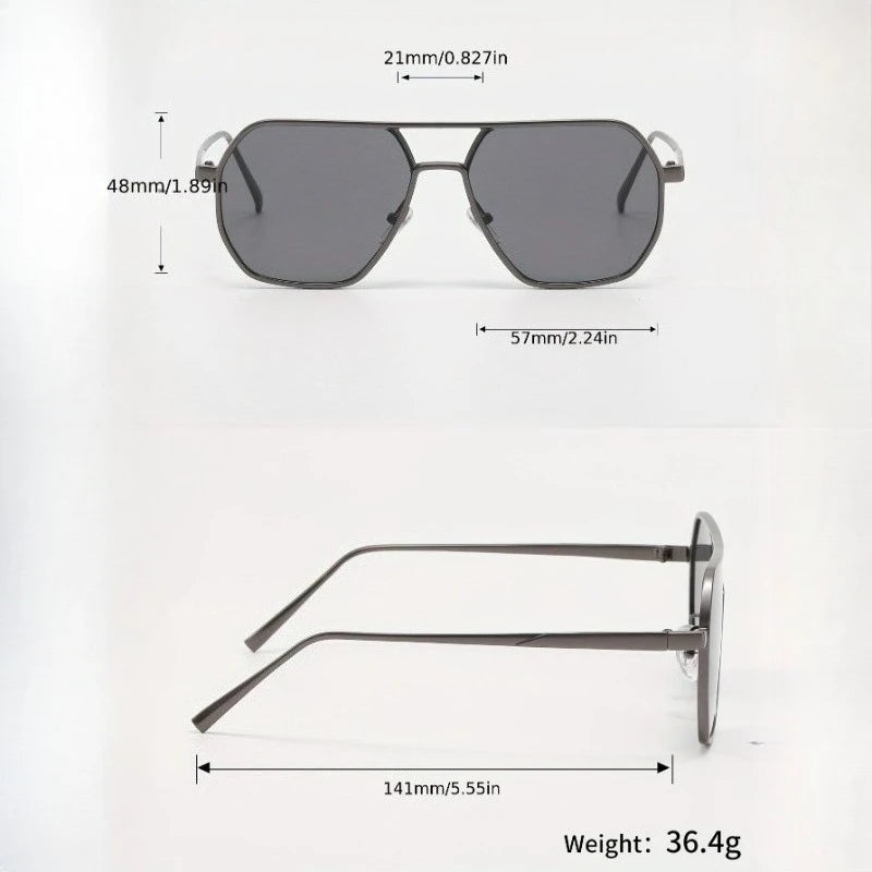 1 Pair of Men's Metal Geometric Frame Flat Top Texture Decorative Glasses Fashionable Business and Leisure Decoration