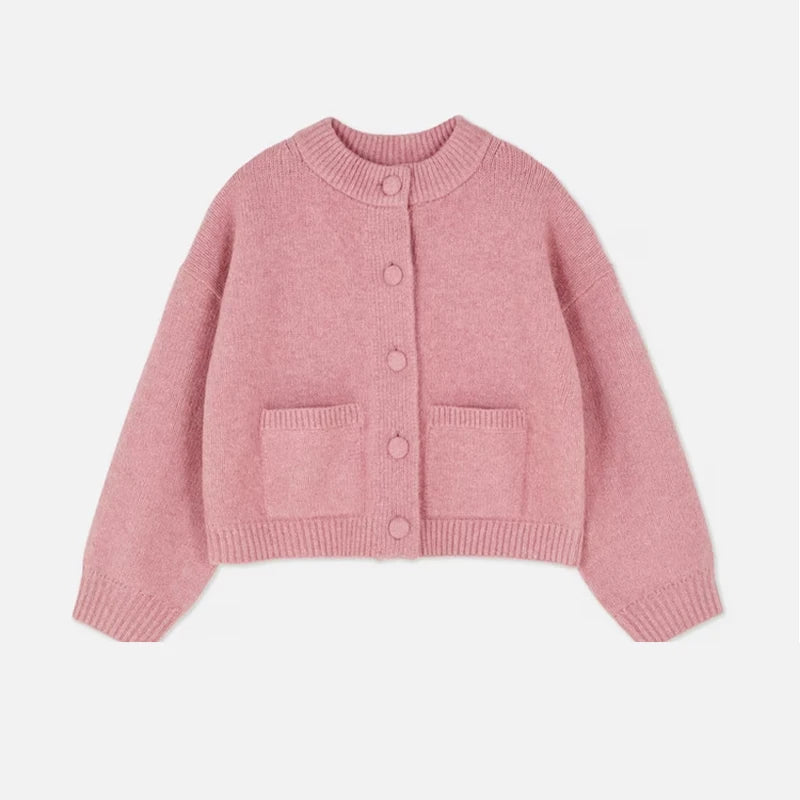 Casual Solid Knitted Cardigan Women O-neck Long Sleeve Single-breasted Pocket Sweater 2025 Autumn Lady Daily Knitwear