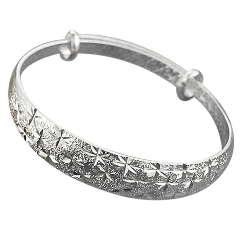 Classic Fashion Silver Color Adjustable Round Bangle Women Plated Bracelet Tibetan Carved Cuff Bangles Wedding Party Accessories