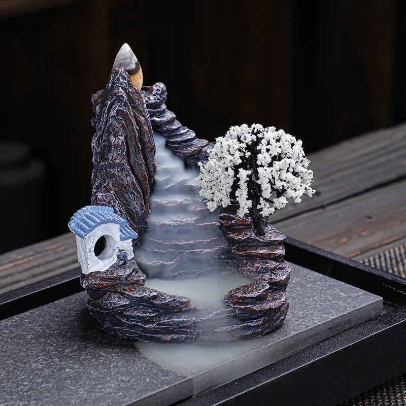 2024 Resin Reflux Incense Burner Tower Sandalwood Decoration Home Indoor Aromatherapy Mosquito Repellent Incense Burner Ornament