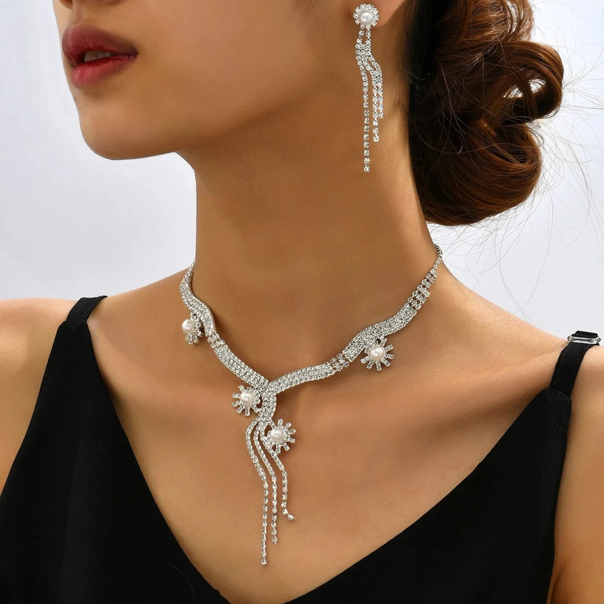 3PC women's fashionable and trendy temperament, leaf floral necklace, earrings, jewelry set, wedding banquet party, holiday gift
