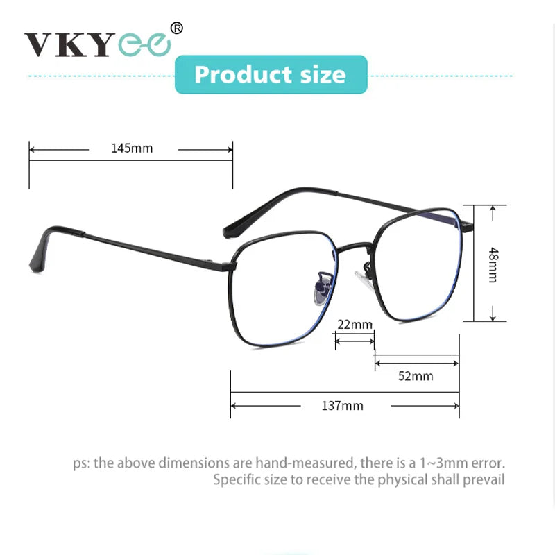 VICKY Simple Classic Geometric Frame Square Design Men's and Women's Anti-Blue Light Glasses Customizable Prescription 18322
