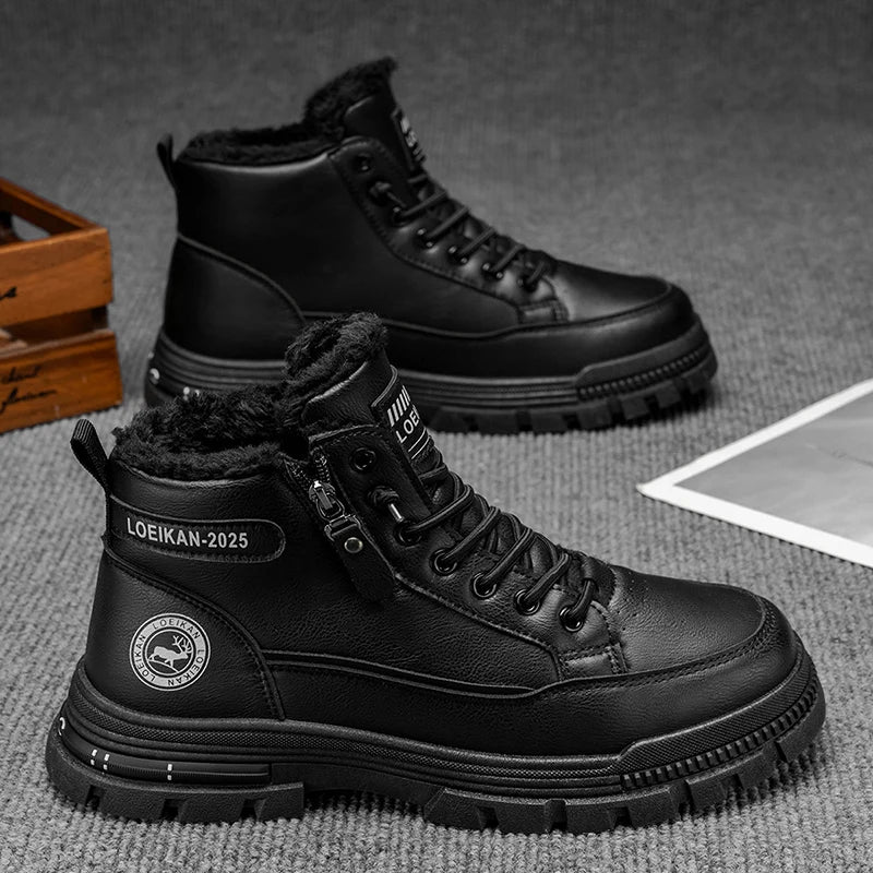 2025 Winter New Men's Snow Boots, Thickened & Cotton-Lined, Versatile Trendy Style, Outdoor Wear with Street Vibe