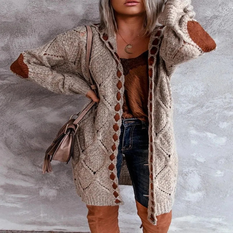Fashion Mid-length Sweater  Cardigan For Women Autumn Winter Korean Staly Solid Color Knitwear Long-sleeved Casual Sweater Coats
