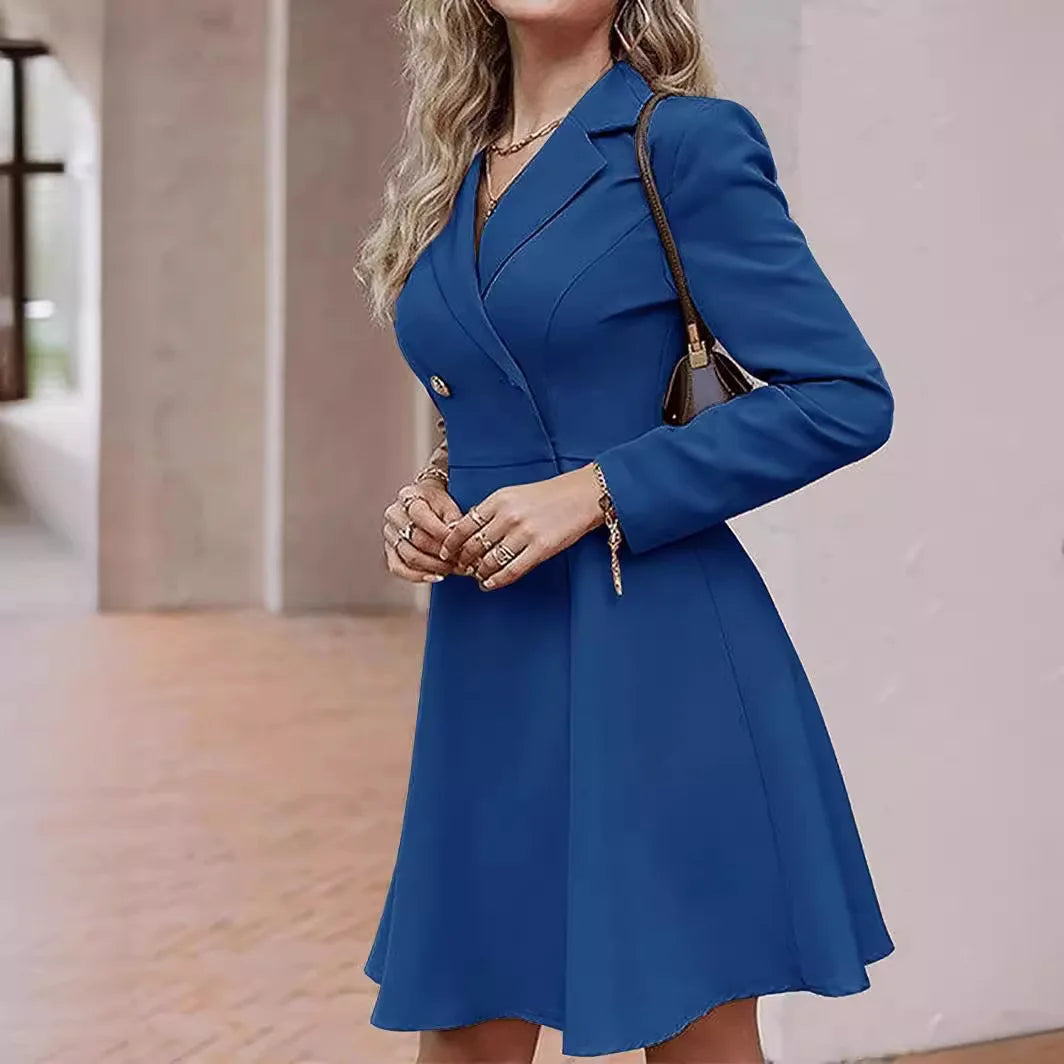 2025 New Women's Suit Dress Button Cardigan High Waist Slim Coat Commuter Office Fashion Elegant Trench Jacket