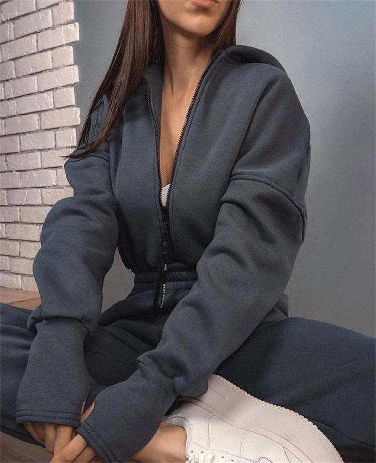 2024 ladies fall and winter one-piece sweatpants suit Zip-up hooded Jumpsuits tracksuit Sportswear