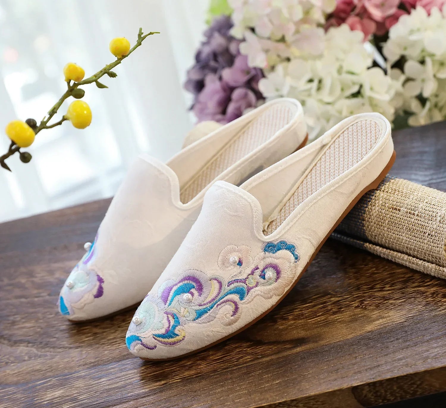 Chinese Style Summer Harajuku Slippers Women Shoes for Women Fashion Casual Vintage Embroidery Ethnic Style Streetwear