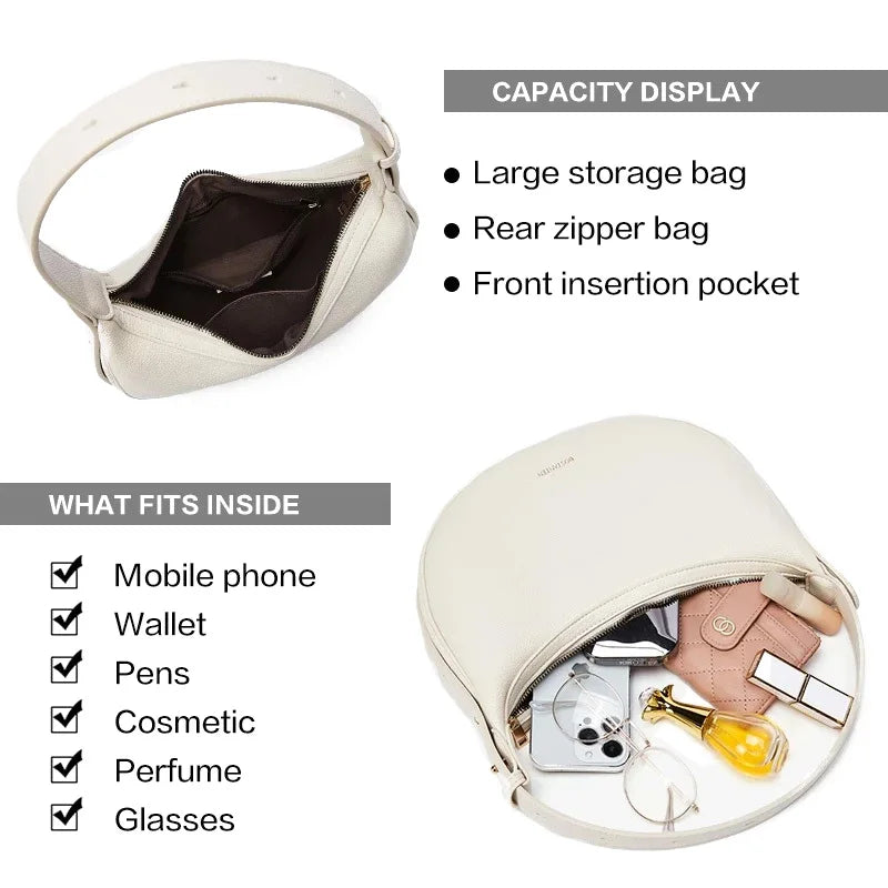 FOXER Brand PU Leather Women's Shoulder Bag 2025 Fashion Lady Crescent Luxury Design Half-moon Handbag Crossbody Bag Girl Gift