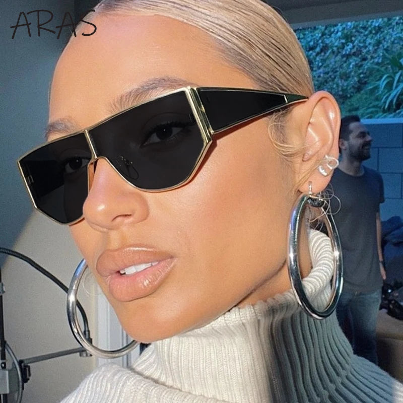 Y2K Punk Shield Sunglasses Women 2025 Luxury Brand Oversized Trendy Sun Glasses Windproof Night Vision Driving Goggle Eyewear
