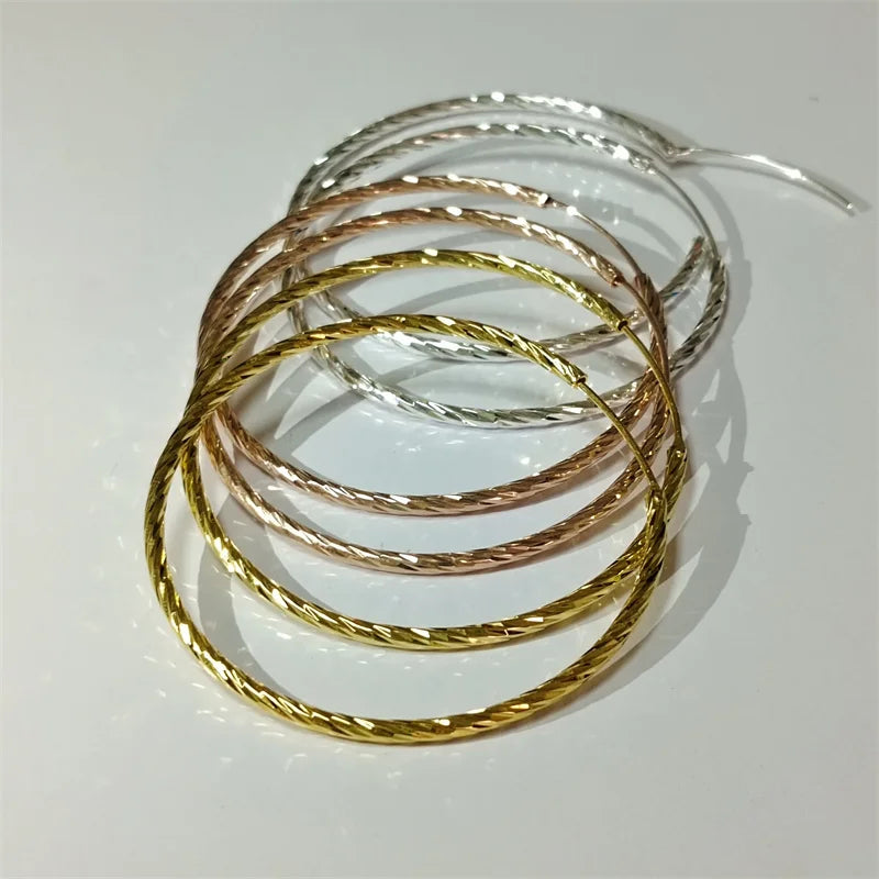 Senlissi -  Women's Hoop Earrings 18K YELLOW Gold Plated 925 Sterling Silver Fashion Drop Earrings Cерьги Kольца Kольц SL009