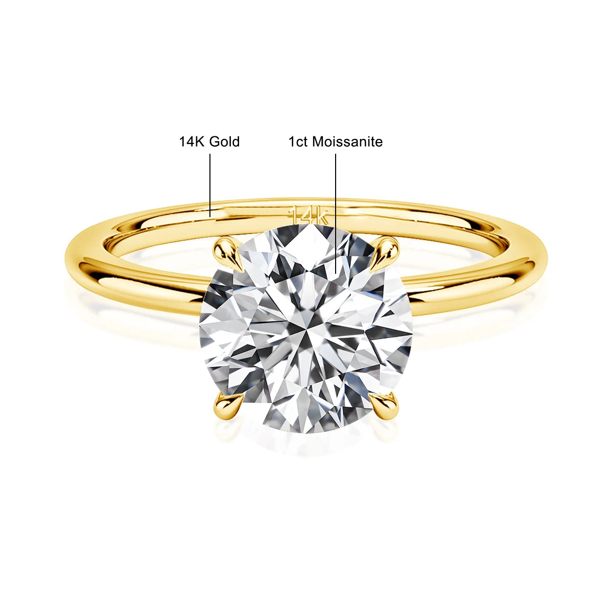 Real Gold 14K Moissanite Women's Ring Simplicity AU585 K Gold Diamond Wedding Band Bride Engagement Jewelry Mother Lovers Gift