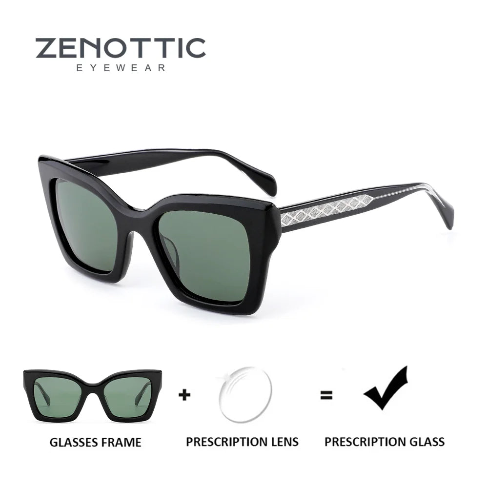 ZENOTTIC Modish Acetate Butterfly Prescription Sunglasses Women Myopia Uv400 Polarized Corrective Sun Glasses