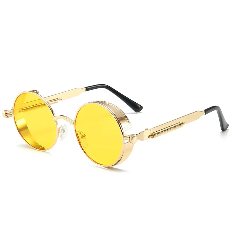 Metal Steam Punk Sunglasses Men Women Fashion Round Mirror Glasses Brand Designer Vintage Sun Glasses Retro Eyeglasses UV400