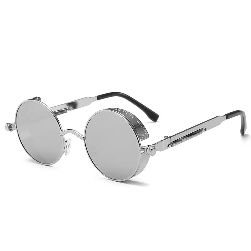 Metal Steam Punk Sunglasses Men Women Fashion Round Mirror Glasses Brand Designer Vintage Sun Glasses Retro Eyeglasses UV400