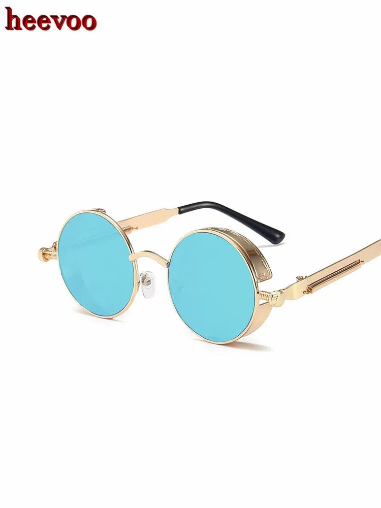 Metal Steam Punk Sunglasses Men Women Fashion Round Mirror Glasses Brand Designer Vintage Sun Glasses Retro Eyeglasses UV400